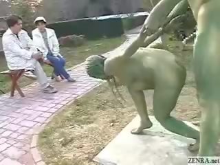Green יפני גן statues זיון ב ציבורי