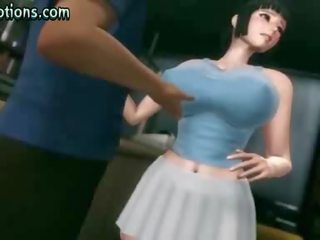 Krūtinga animacinis gatvė mergaitė gauna jizzload