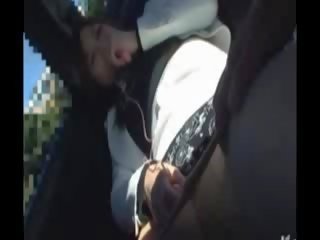 A backseat blowjob from a randy milf before he gets to fuck her