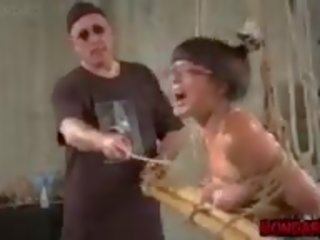 Marriageable Asian Slave Tortured with Metal Dildo and Tit.